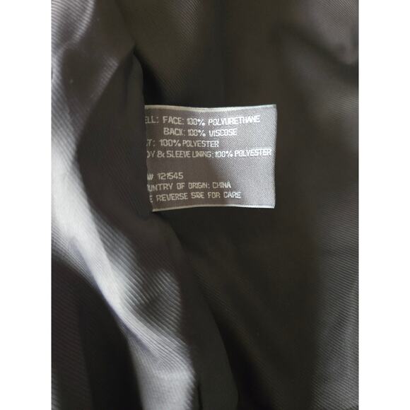 Michael Kors Black Faux Leather Perforated Moto Jacket Cuffed Size Medium - Picture 9 of 10